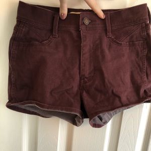 Hollister Maroon High waisted Shorts